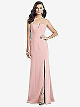 Front View Thumbnail - Rose Strapless Notch Crepe Gown with Front Slit