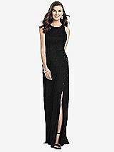 Front View Thumbnail - Black Sleeveless Scoop Neck Metallic Trumpet Gown
