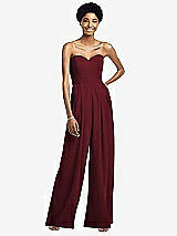 Front View Thumbnail - Cabernet Strapless Chiffon Wide Leg Jumpsuit with Pockets