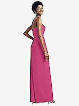 Rear View Thumbnail - Tea Rose Strapless Chiffon Wide Leg Jumpsuit with Pockets