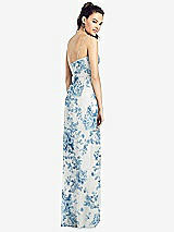 Rear View Thumbnail - Cottage Rose Dusk Blue Slim Spaghetti Strap Chiffon Dress with Front Slit 
