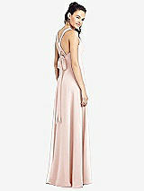 Rear View Thumbnail - Blush & Light Nude Adjustable Strap Illusion Neck Chiffon Gown