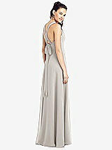 Rear View Thumbnail - Oyster & Light Nude Adjustable Strap Illusion Neck Chiffon Gown