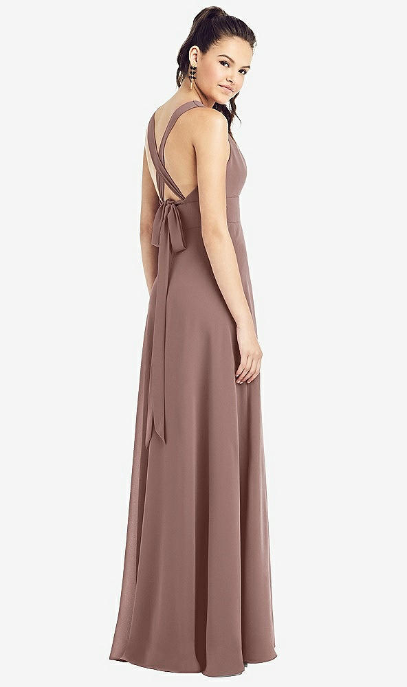 Back View - Sienna & Light Nude Adjustable Strap Illusion Neck Chiffon Gown