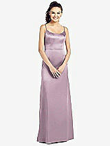 Front View Thumbnail - Suede Rose Slim Spaghetti Strap V-Back Trumpet Gown
