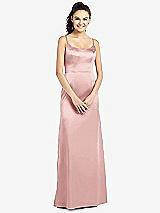 Front View Thumbnail - Rose Slim Spaghetti Strap V-Back Trumpet Gown