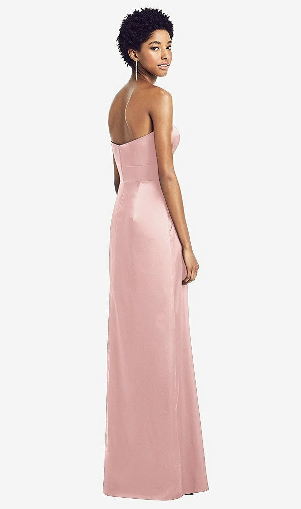 Back View - Rose Sweetheart Strapless Pleated Skirt Dress with Pockets