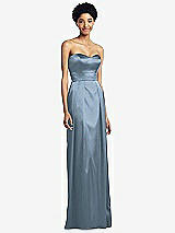 Front View Thumbnail - Slate Sweetheart Strapless Pleated Skirt Dress with Pockets