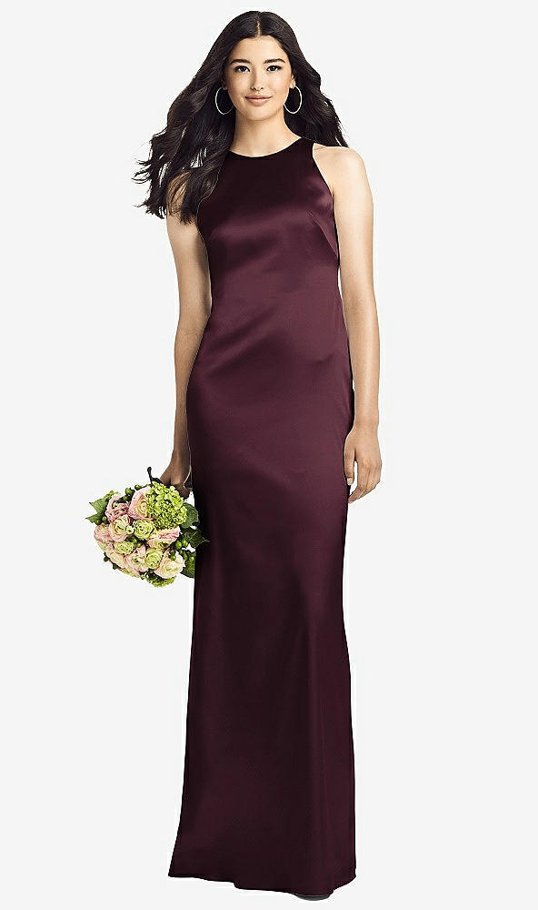 Back View - Bordeaux Sleeveless Open Twist-Back Maxi Dress
