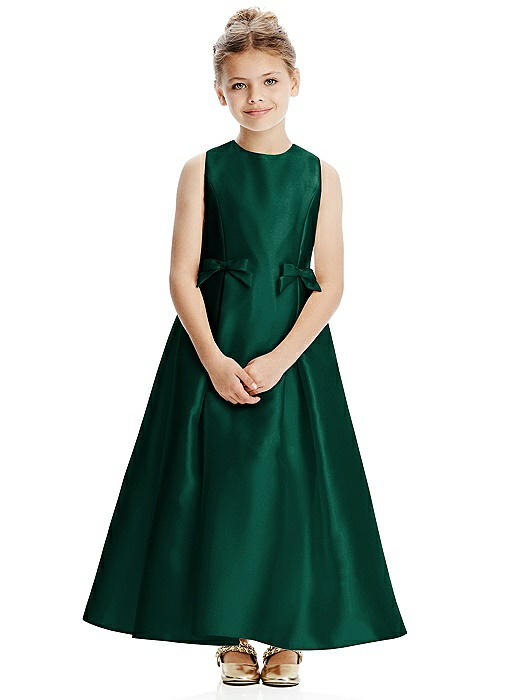 Princess Line Satin Twill Flower Girl Dress with Bows