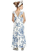Rear View Thumbnail - Cottage Rose Dusk Blue Flower Girl Dress FL4070