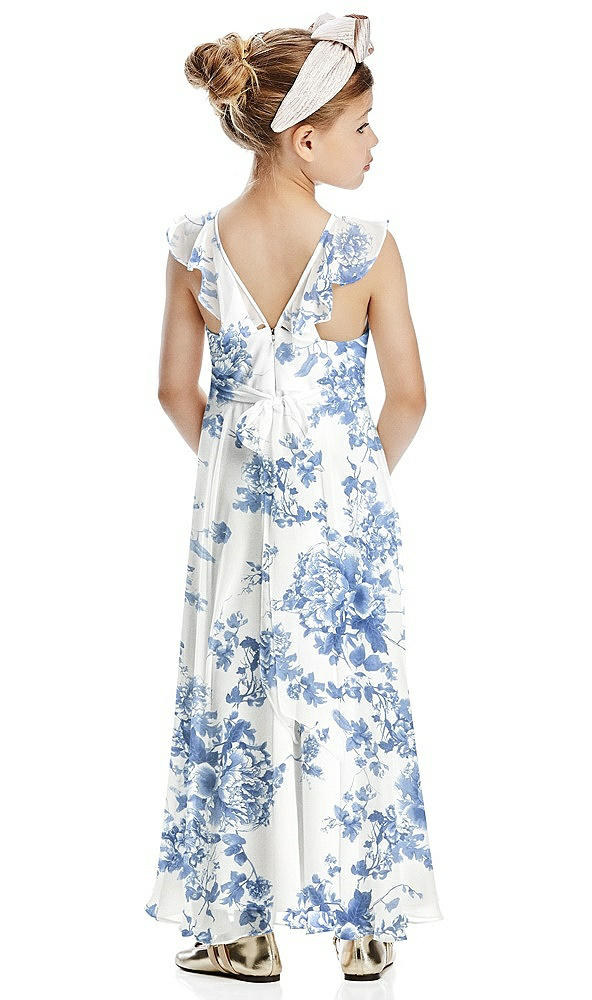 Back View - Cottage Rose Dusk Blue Flower Girl Dress FL4070