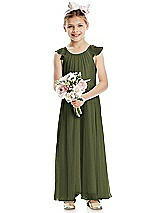 Front View Thumbnail - Olive Green Flower Girl Dress FL4070