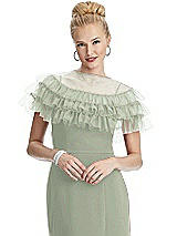 Front View Thumbnail - Celadon Tiered Ruffle Tulle Capelet