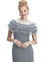 Front View Thumbnail - Platinum Tiered Ruffle Tulle Capelet