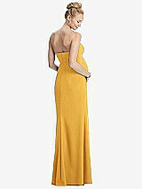 Rear View Thumbnail - NYC Yellow Strapless Crepe Maternity Dress with Trumpet Skirt
