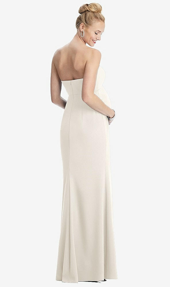 Back View - Ivory Strapless Crepe Maternity Dress with Trumpet Skirt
