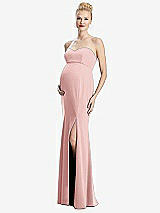 Front View Thumbnail - Rose Strapless Crepe Maternity Dress with Trumpet Skirt