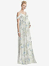 Front View Thumbnail - Bleu Garden Draped Cold-Shoulder Chiffon Maternity Dress