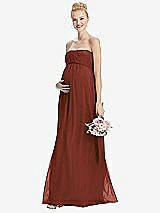 Front View Thumbnail - Auburn Moon Strapless Chiffon Shirred Skirt Maternity Dress