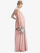 Rear View Thumbnail - Rose Strapless Chiffon Shirred Skirt Maternity Dress