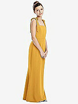 Front View Thumbnail - NYC Yellow Flat Tie-Shoulder Juniors Dress with Trumpet Skirt