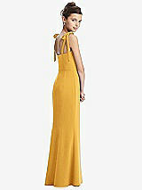 Rear View Thumbnail - NYC Yellow Flat Tie-Shoulder Juniors Dress with Trumpet Skirt