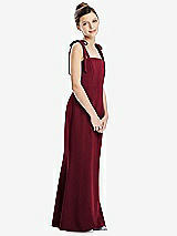 Front View Thumbnail - Burgundy Flat Tie-Shoulder Juniors Dress with Trumpet Skirt