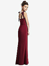 Rear View Thumbnail - Burgundy Flat Tie-Shoulder Juniors Dress with Trumpet Skirt