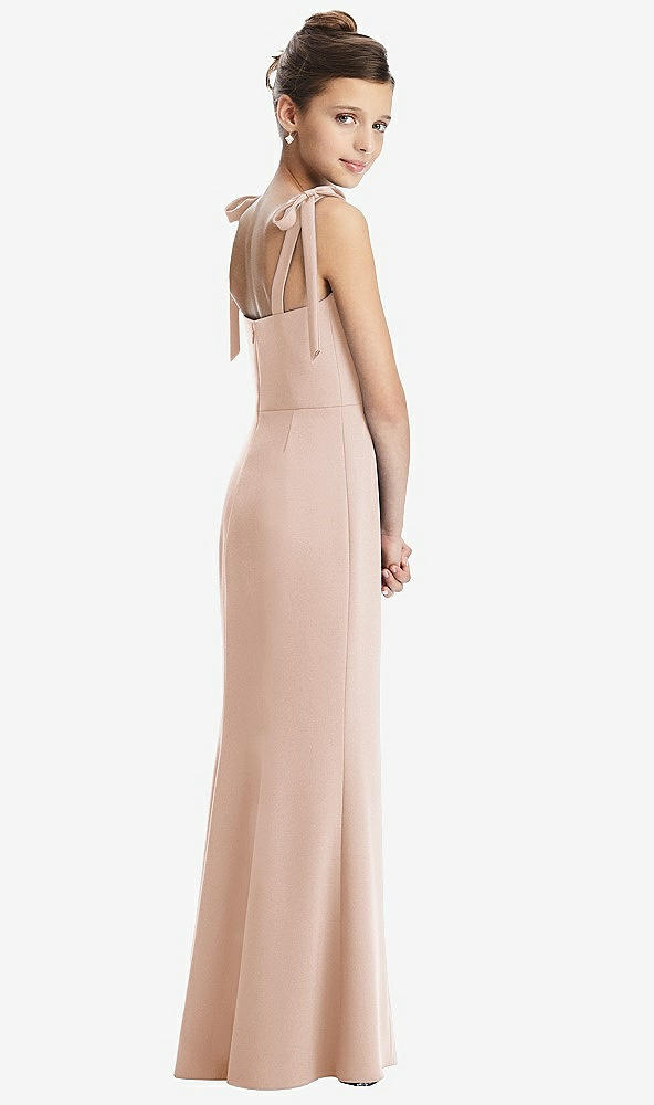 Back View - Cameo Flat Tie-Shoulder Juniors Dress with Trumpet Skirt