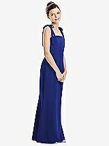 Front View Thumbnail - Cobalt Blue Flat Tie-Shoulder Juniors Dress with Trumpet Skirt