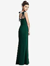 Rear View Thumbnail - Hunter Green Flat Tie-Shoulder Juniors Dress with Trumpet Skirt