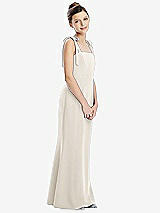 Front View Thumbnail - Ivory Flat Tie-Shoulder Juniors Dress with Trumpet Skirt