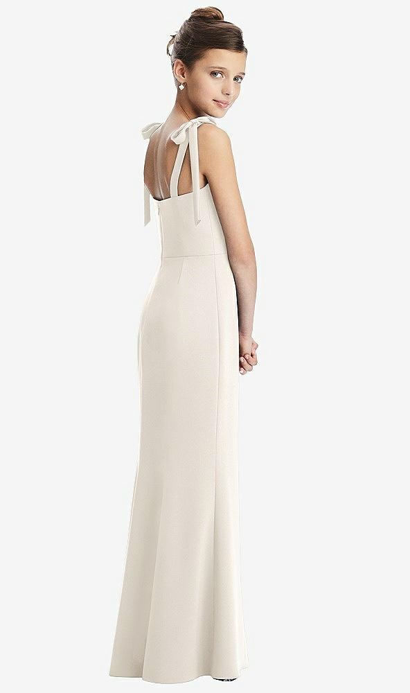 Back View - Ivory Flat Tie-Shoulder Juniors Dress with Trumpet Skirt