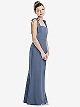 Front View Thumbnail - Larkspur Blue Flat Tie-Shoulder Juniors Dress with Trumpet Skirt