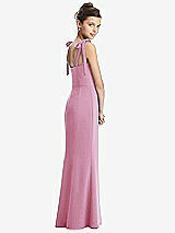 Rear View Thumbnail - Powder Pink Flat Tie-Shoulder Juniors Dress with Trumpet Skirt