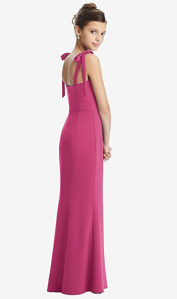 Back View - Tea Rose Flat Tie-Shoulder Juniors Dress with Trumpet Skirt