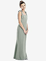Front View Thumbnail - Willow Green Flat Tie-Shoulder Juniors Dress with Trumpet Skirt