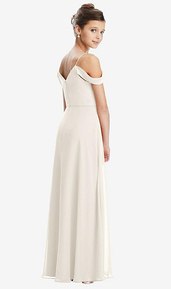 Back View - Ivory Draped Cold Shoulder Chiffon Juniors Dress