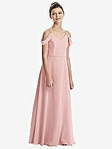 Front View Thumbnail - Rose Draped Cold Shoulder Chiffon Juniors Dress
