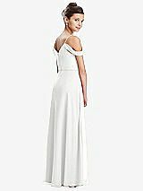 Rear View Thumbnail - White Draped Cold Shoulder Chiffon Juniors Dress