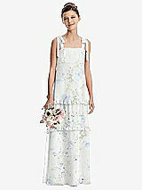 Front View Thumbnail - Bleu Garden Tie-Shoulder Juniors Dress with Tiered Ruffle Skirt