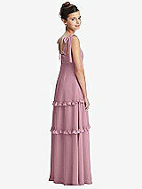 Rear View Thumbnail - Dusty Pink Tie-Shoulder Juniors Dress with Tiered Ruffle Skirt