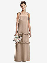 Front View Thumbnail - Topaz Tie-Shoulder Juniors Dress with Tiered Ruffle Skirt