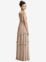 Rear View Thumbnail - Topaz Tie-Shoulder Juniors Dress with Tiered Ruffle Skirt
