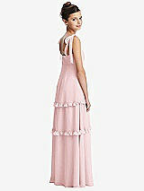 Rear View Thumbnail - Ballet Pink Tie-Shoulder Juniors Dress with Tiered Ruffle Skirt