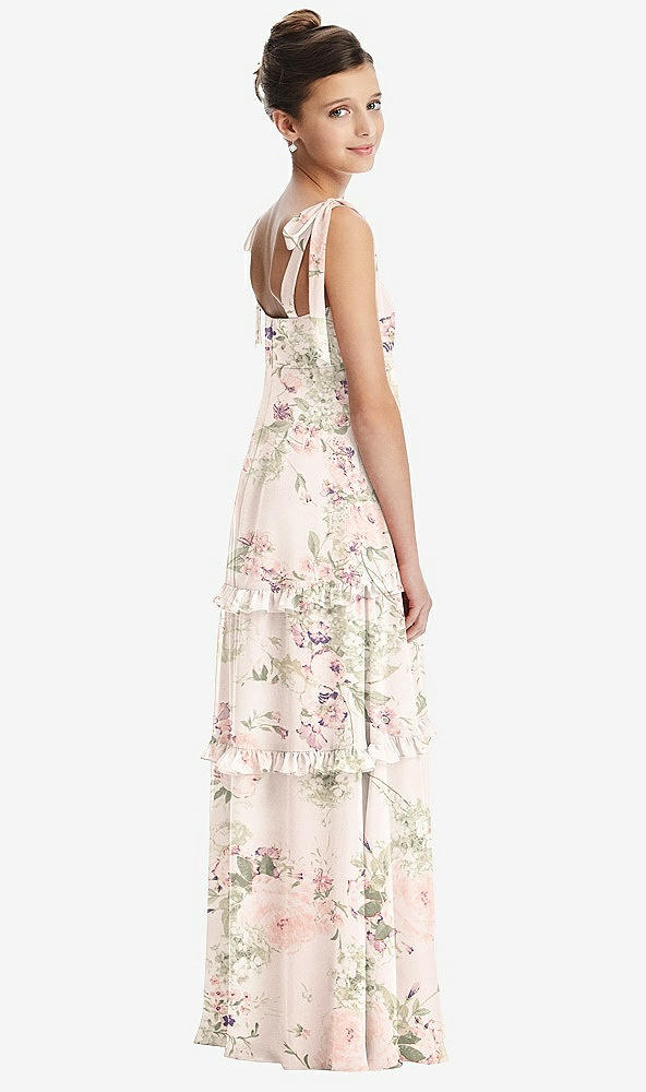 Back View - Blush Garden Tie-Shoulder Juniors Dress with Tiered Ruffle Skirt