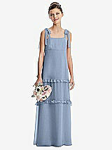 Front View Thumbnail - Cloudy Tie-Shoulder Juniors Dress with Tiered Ruffle Skirt