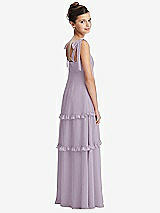 Rear View Thumbnail - Lilac Haze Tie-Shoulder Juniors Dress with Tiered Ruffle Skirt