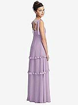 Rear View Thumbnail - Pale Purple Tie-Shoulder Juniors Dress with Tiered Ruffle Skirt